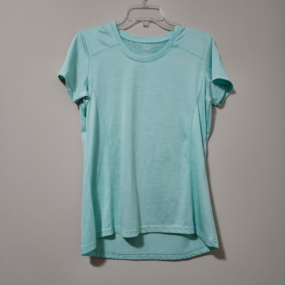 Zone‎ Pro Womens Mint Green Heathered Short Sleeve Activewear T-Shirt Size M